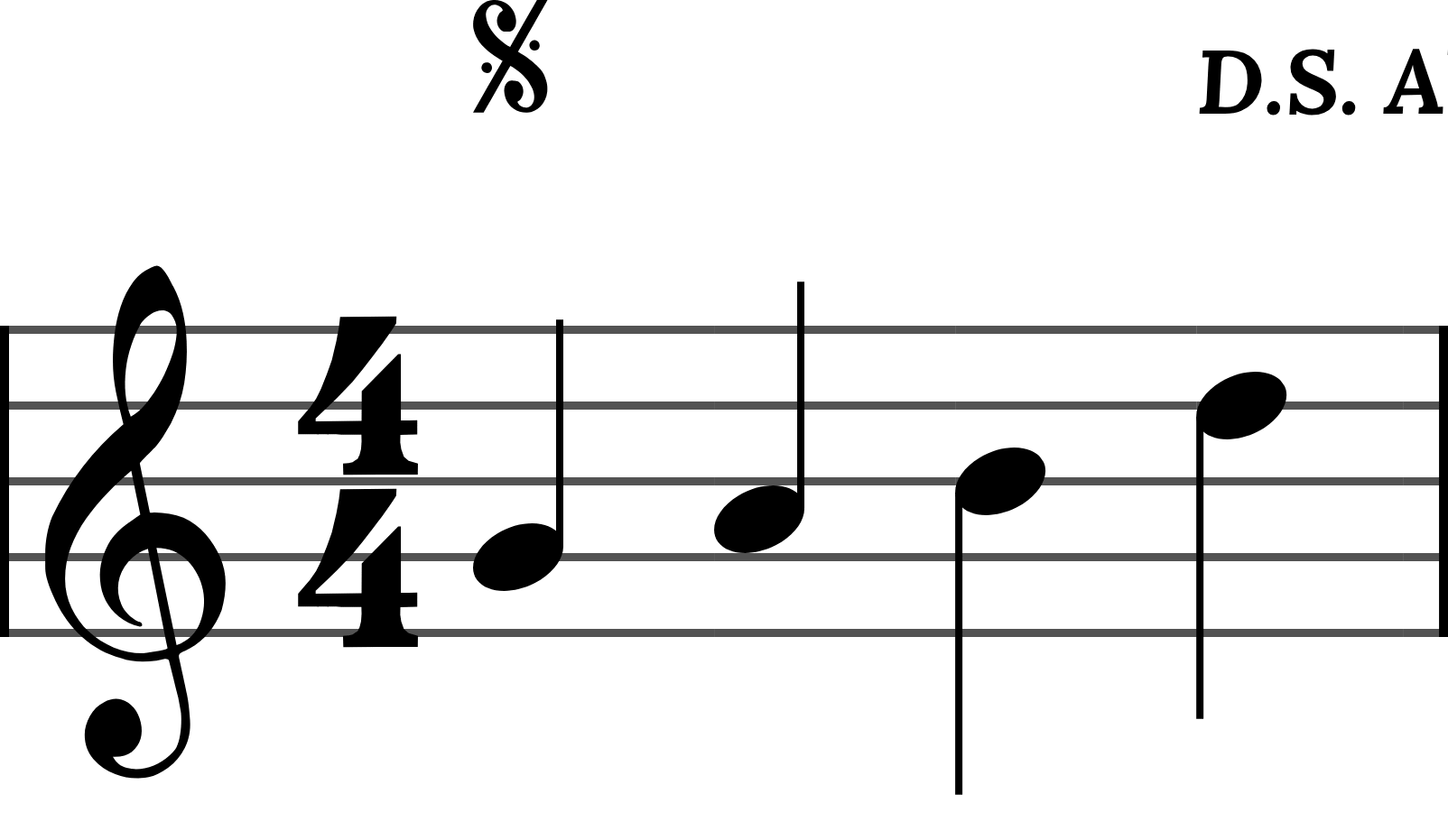 A segno at the start and D.S. at the end: go back to the sign, not to the beginning.