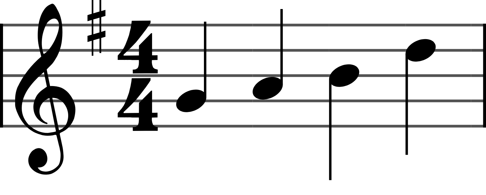 The key signature of G major: one sharp, F-sharp, sitting between the clef and the time signature.