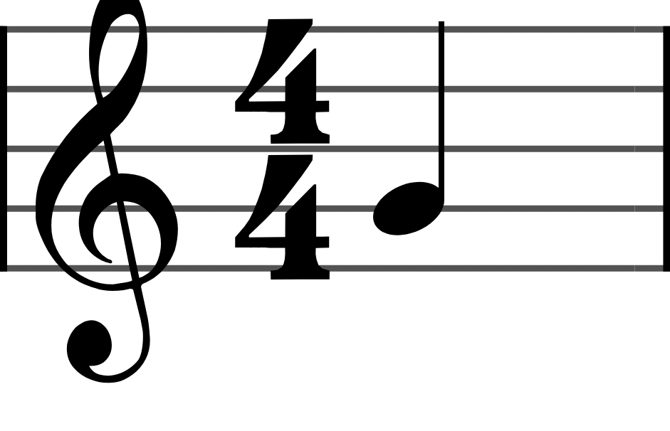 A treble clef wrapping the second line from the bottom, the G above middle C, with a G quarter note on that line.