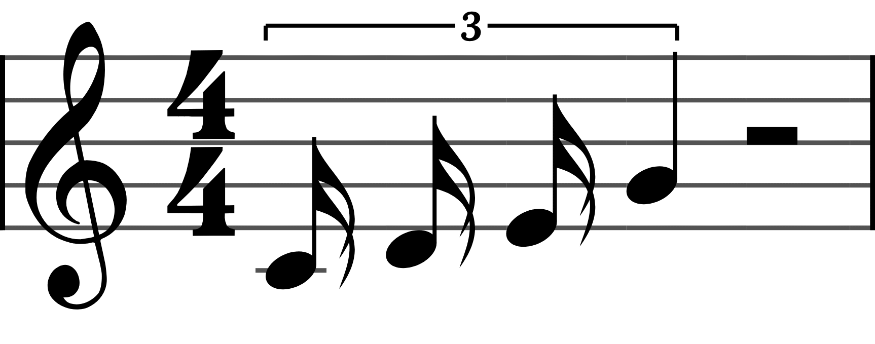 Three triplet eighth notes marked with a 3, filling one quarter-note beat.