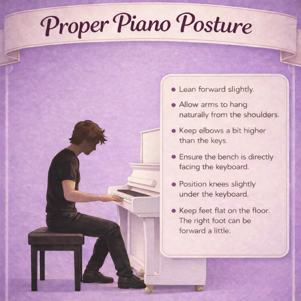 Proper piano posture is essential for good sound and preventing injury